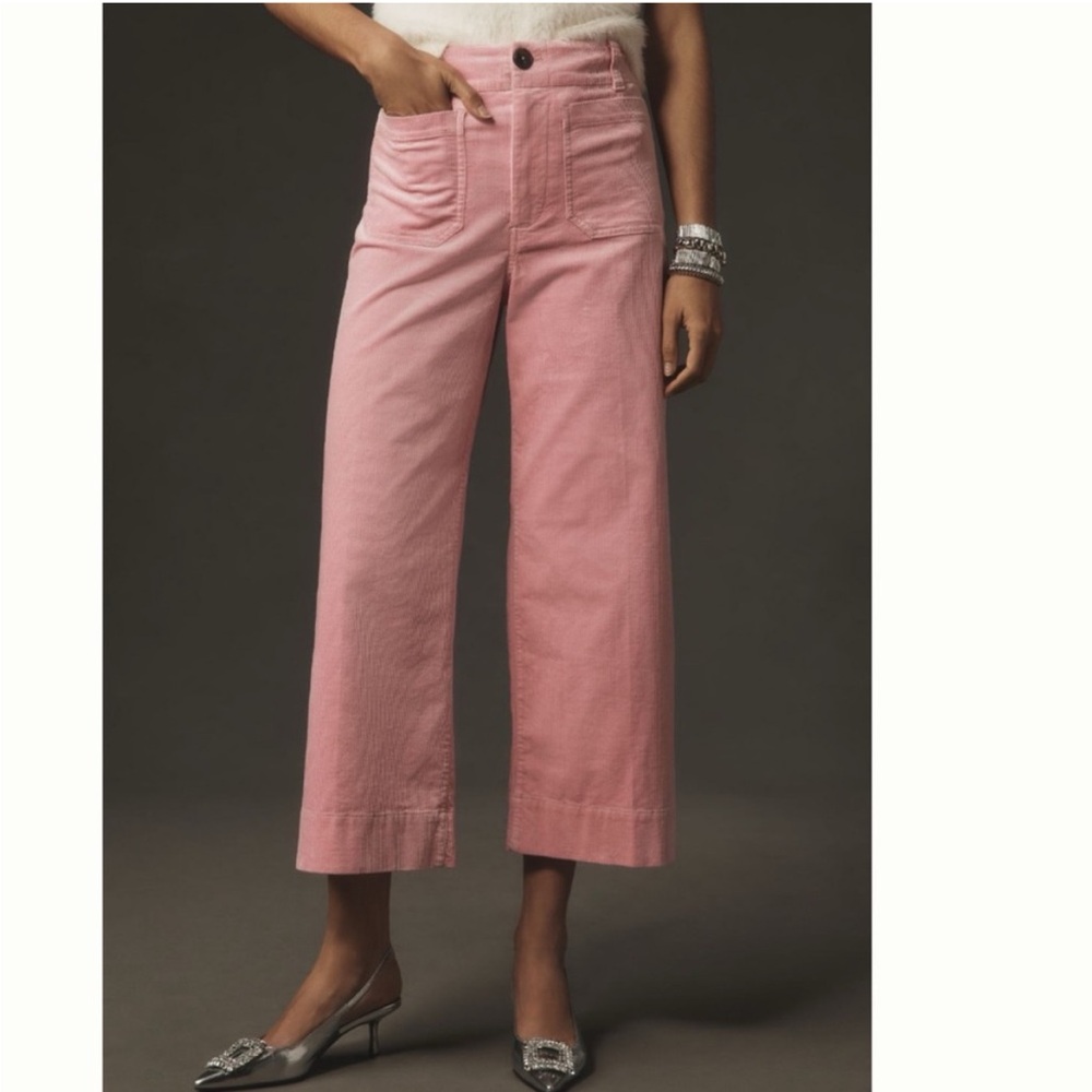 NWT Anthropologie Maeve The Colette Cropped Wide-Leg Corduroy Pants - Picture 6 of 14